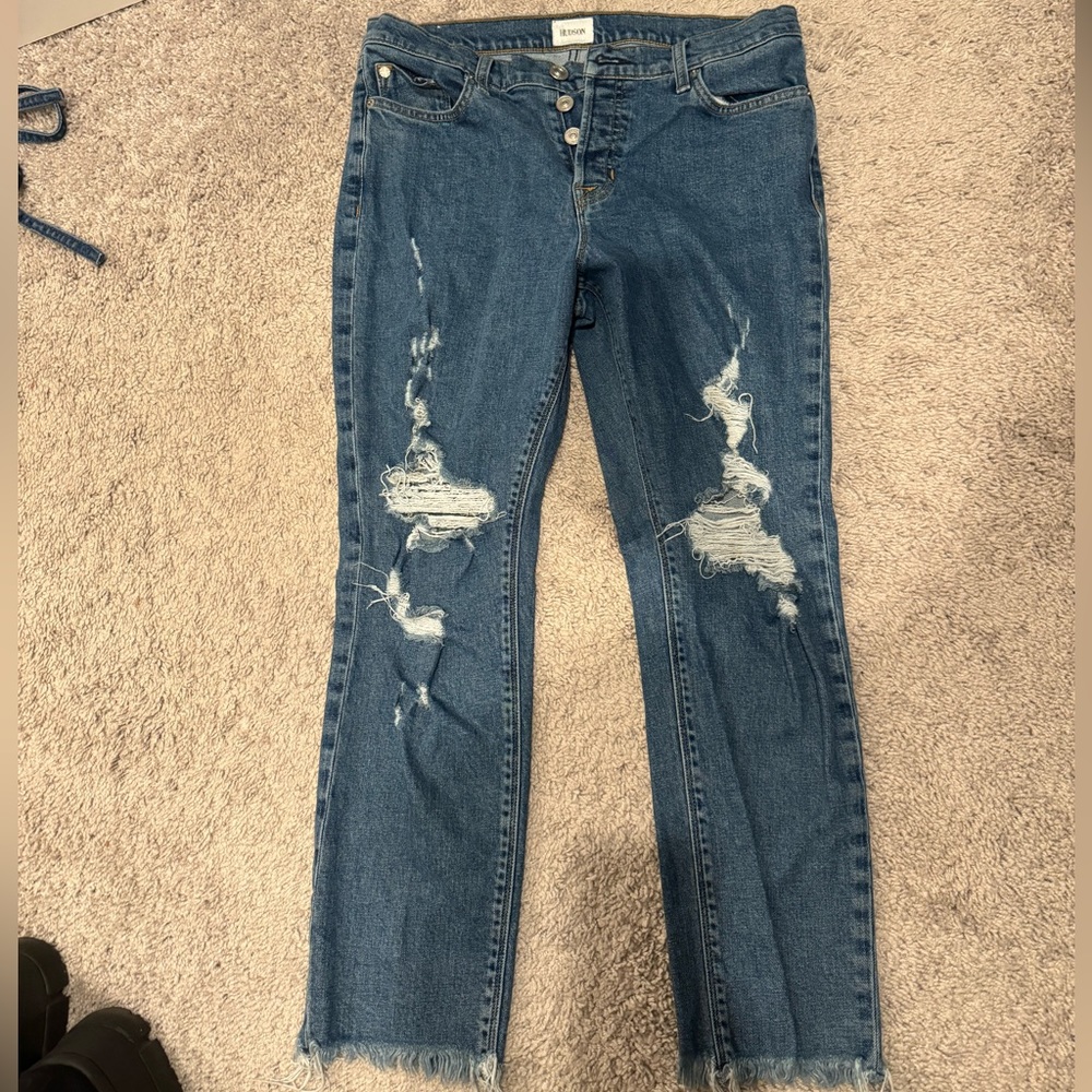 Hudson crop Riley relaxed, straight jeans